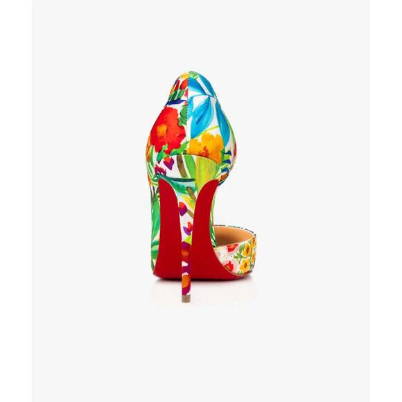 Christian Louboutin Iriza 100 Crepe Satin Fleuri Floral Pointed Toe Heel Pump 35 - Picture 10 of 12